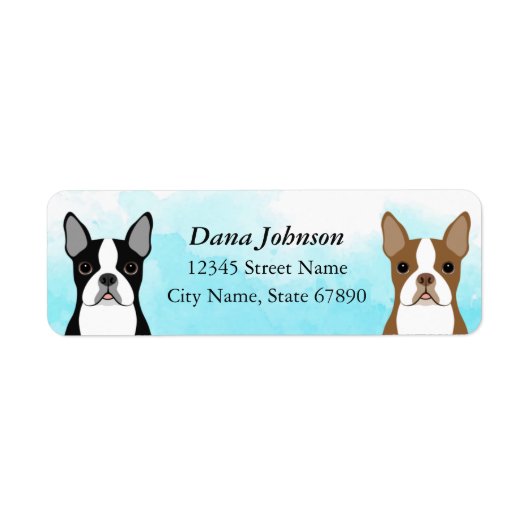 Boston Terrier Return-adreslabels Etiket (Voorkant)