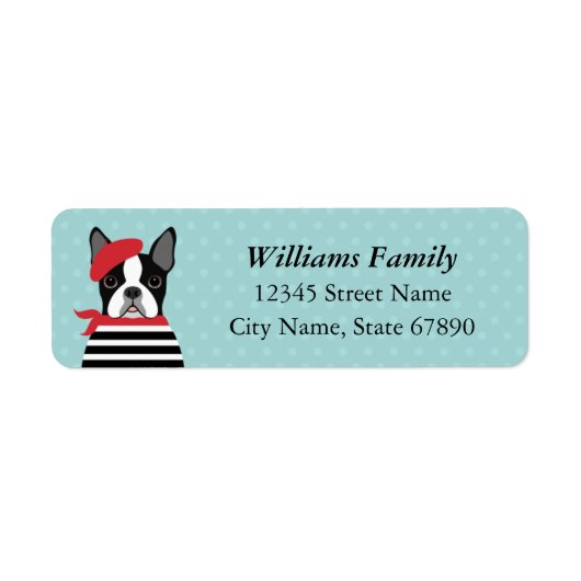 Boston Terrier Return-adreslabels Etiket (Voorkant)