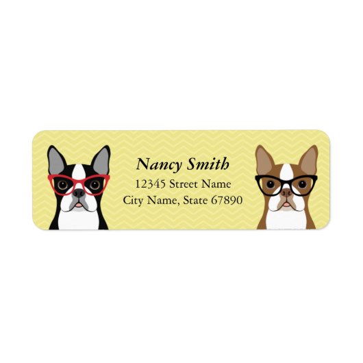 Boston Terrier Return-adreslabels Etiket (Voorkant)