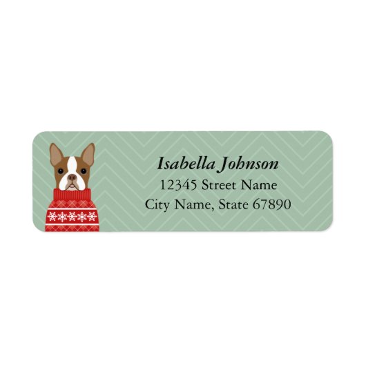 Boston Terrier Return-adreslabels Etiket (Voorkant)