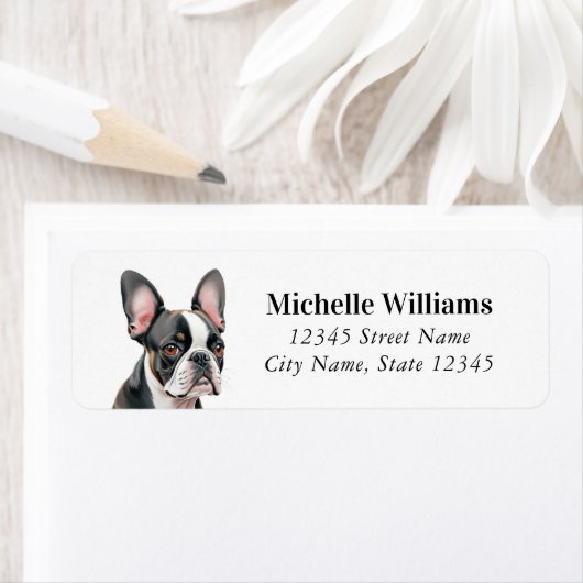 Boston Terrier Return-adreslabels Etiket (Insitu)