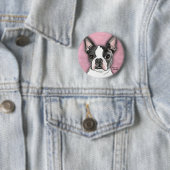 Boston Terrier Ronde Button 5,7 Cm (In situ)