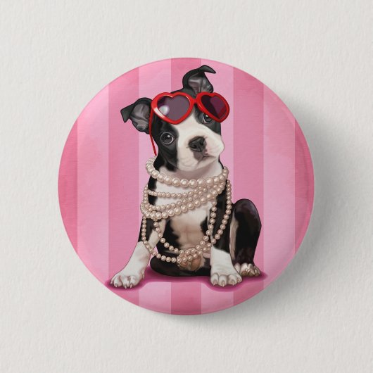 Boston Terrier Ronde Button 5,7 Cm (Voorkant)