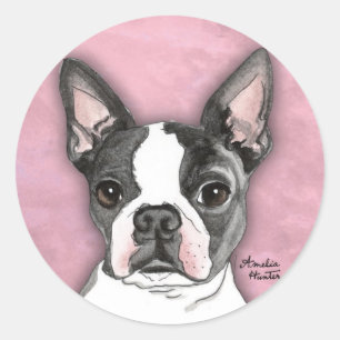 Boston Terrier Ronde Sticker