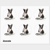 BOSTON TERRIER RONDE STICKER (Vel)
