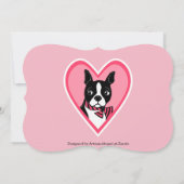Boston Terrier Roze Verjaardag Custom Invitation Kaart (Achterkant)