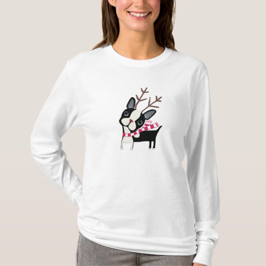 Boston Terrier Rudolph The Reindeer Flowy Shirt (Voorkant)