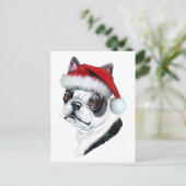 Boston Terrier Santa Feestdagenkaart (Staand voorkant)