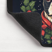 Boston Terrier Santa Hat Holly Kerstmis Muismat (Hoek)