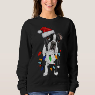 Boston Terrier Santa Kerstlights Xmas Dog Lov Trui