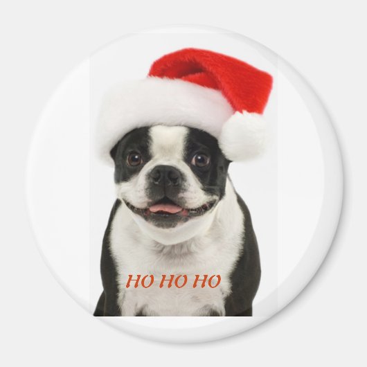Boston Terrier Santa Magnet Magneet (Voorkant)