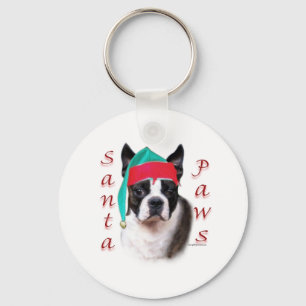Boston Terrier Santa Paws Sleutelhanger