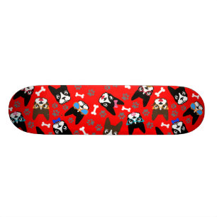 Boston Terrier Schattige Snor Grappige Gezichten Skateboard