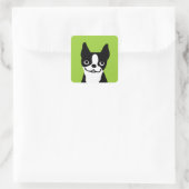 Boston Terrier - Schattigee hond Vierkante Sticker (Tas)