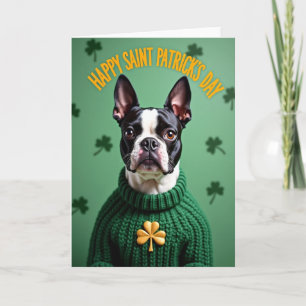Boston Terrier Shamrock Kaart