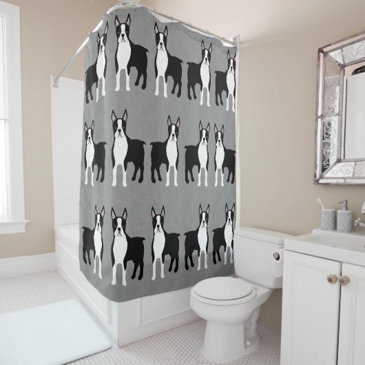 Boston Terrier Shower Curtain Douchegordijn (In situ)