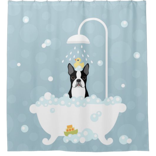 Boston Terrier Shower Curtain Douchegordijn (Voorkant)