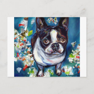 Boston Terrier Shredder mischief Briefkaart