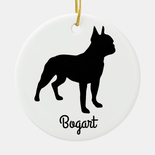 Boston Terrier Silhouette Keramisch Ornament (Voorkant)