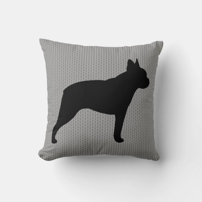 Boston Terrier Silhouette Kussen (Voorkant)