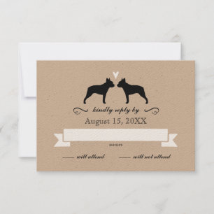 Boston Terrier Silhouetten Bruiloft RSVP Kaartje