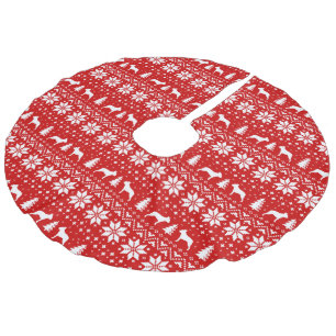 Boston Terrier Silhouetten Patroon rood Imitatie Linnen Kerstboom Kleed