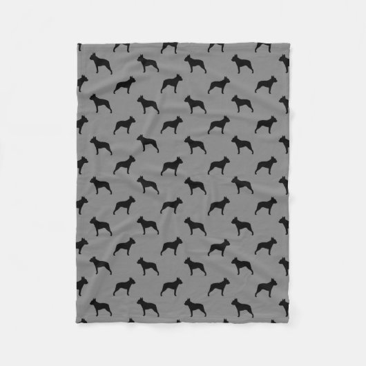 Boston Terrier Silhouettes Pattern Grey and Black Fleece Deken (Voorkant)