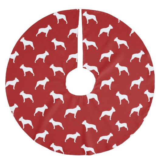 Boston Terrier Silhouettes Pattern Kerstboom Rok (Voorkant)