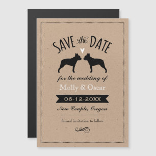 Boston Terrier Silhouettes Wedding Save the Date Magnetische Uitnodiging