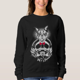 Boston Terrier Skull Funny Halloween voor honden Trui