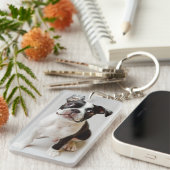 Boston Terrier Sleutelhanger (Voorkant Rechts)