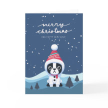 Boston Terrier Snowy Hills Carte de Noël
