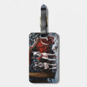 Boston Terrier Snowy Sleigh Kerst Decor Bagagelabel (Achterkant verticaal)