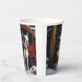 Boston Terrier Snowy Sleigh Kerst Decor Papieren Bekers (Rechts)