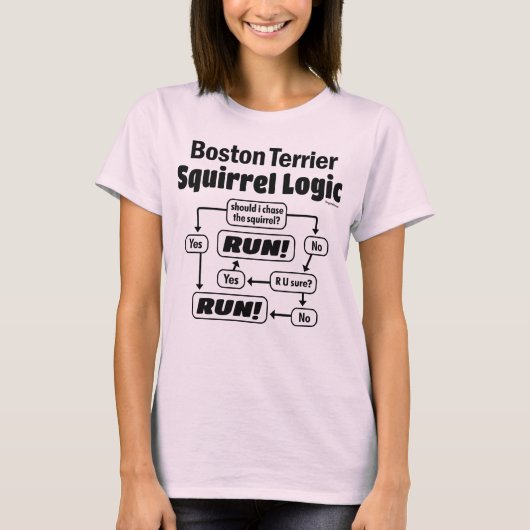 Boston Terrier Squirrel Logic T-shirt (Voorkant)