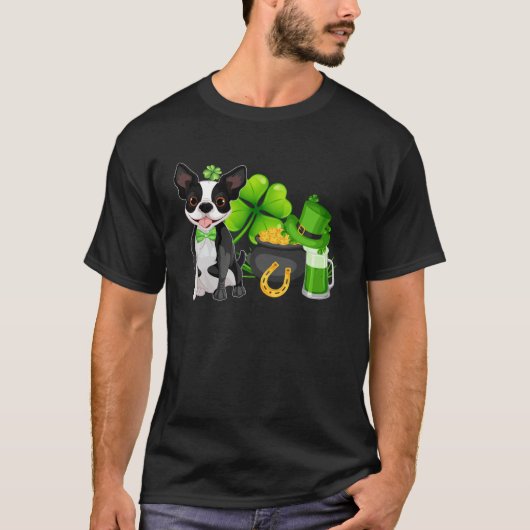 Boston Terrier St Patrick s Day Irish C Dog T-shirt (Voorkant)