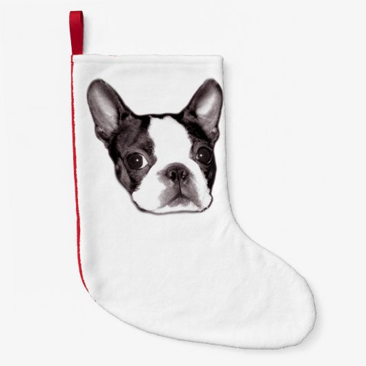 Boston Terrier Stocking Kleine Kerstsok (Voorkant)