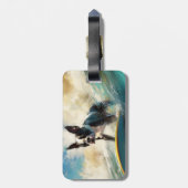 Boston Terrier Surfen Schilderij Bagagelabel (Achterkant verticaal)