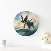 Boston Terrier Surfen Schilderij Grote Klok (Huis)