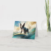 Boston Terrier Surfen Schilderij Kaart (Voorkant)