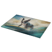 Boston Terrier Surfen Schilderij Snijplank (Hoek)
