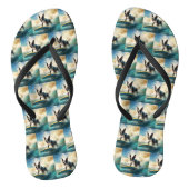 Boston Terrier Surfen Schilderij Teenslippers (Voetbed)