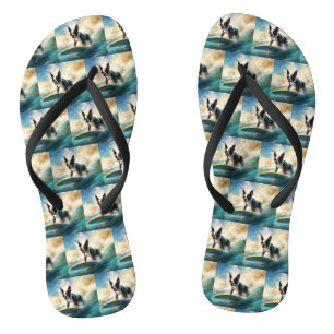 Boston Terrier Surfen Schilderij Teenslippers