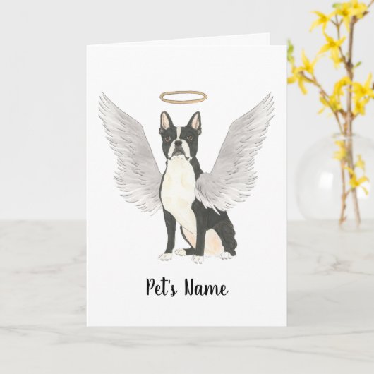 Boston Terrier Sympathy Memorial Kaart (Gele Bloem)