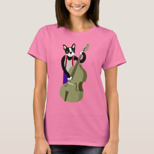 Boston Terrier Upright Bass Player T-shirt