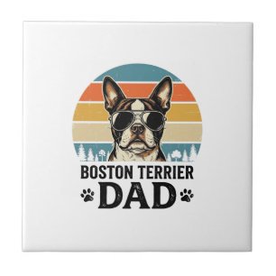 Boston Terrier Vader Vintage Hondenliefhebber Ontw Tegeltje