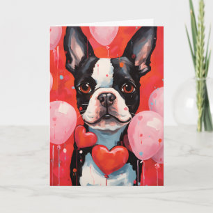 Boston Terrier-Valentijnsdag Kaart