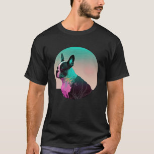 Boston Terrier Vaporwave Retrowave esthetisch T-shirt