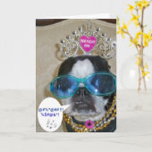Boston Terrier Verjaardag Kaart (Gele Bloem)