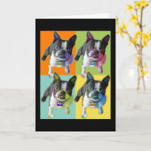 Boston Terrier Verjaardag Kaart (Gele Bloem)
